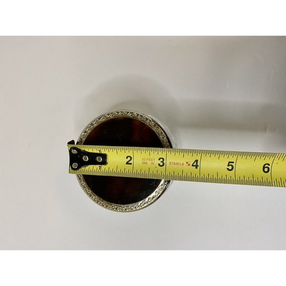 Vintage Vanity Powder Dresser Jar Dish with Brown Enamel Lid Scratching See Pics - Picture 5 of 12